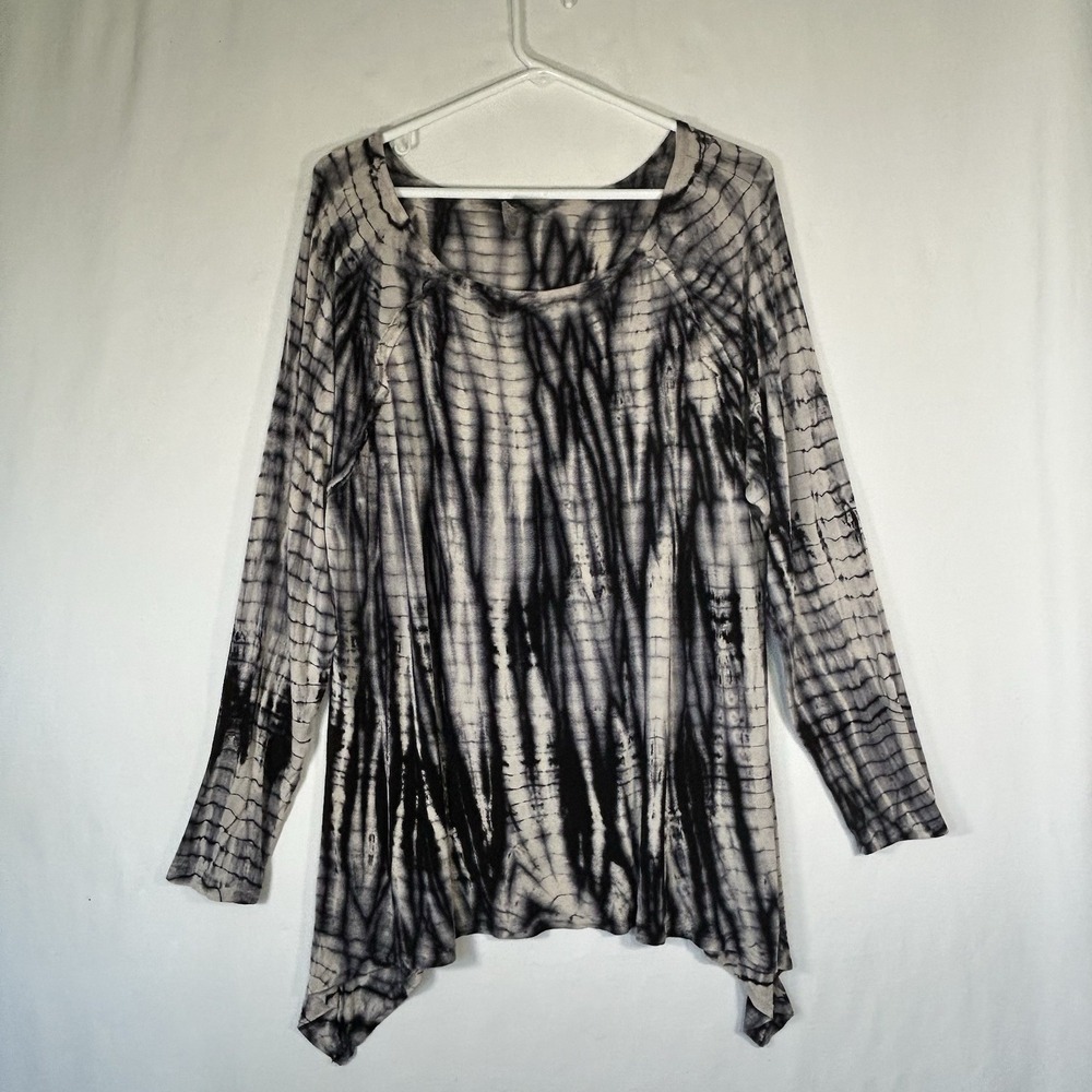 Annie Turbin Hand Dyed Tie Dye Long Sleeve Tunic Top Blouse Boho Size